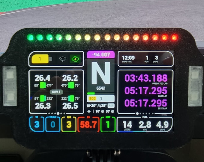 Sim Racing Dashboard Touchscreen Display Leds RPM Simhub, PSR GT 5.0 ...