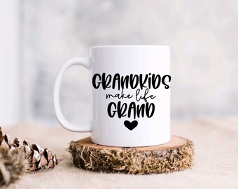 Grandkids make life grand, New Grandma, Grandma Mug, Reveal to Grandma, Coffee Mug