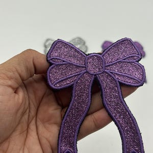 Glitter Bow Iron on Patch, Side Shirt bow patch, Glitter Bow
