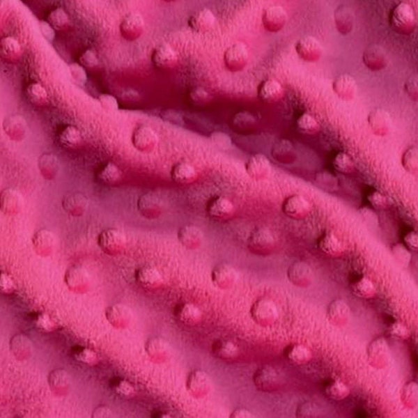 Hot Pink Minky Fabric // Hot Pink Dot Fabric // Dot Minky // Baby Blanket  // Soft Fabric // Plush Fabric // Dark Pink
