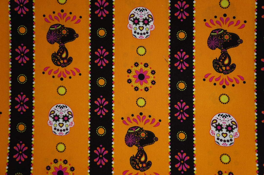 Snoopy Fabric // Cotton Fabric // Day of the Dead // Dia De Los Muertos ...