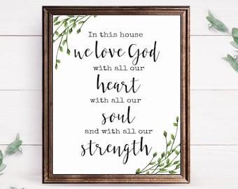 Christian Home Sign, Bible Verse Sign, Scripture Wall Art, Scripture Print, Christian Wall Decor, Religious Wall Art, Bible Verse Print