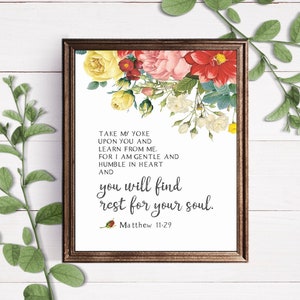 You Will Find Rest Digital Scripture Print, Matthew 11:29 Bible Verse Sign, Scripture Wall Art, Christian Gifts, Bible Verse Art, Psalms Art