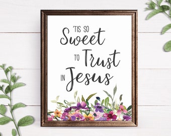 Hymn Wall Art, Hymn Print, Religious Art, Hymn Wall Art, Christian Wall Decor, Christian Print, Hymn Printable, Religious Art, Tis So Sweet