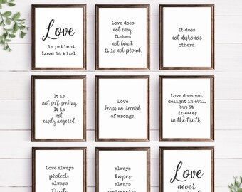 1 Corinthians 13 Wall Art - Digital Prints, Wedding Decor, 1 Corinthians 13 Sign, Bedroom Wall Art, Bible Verse Sign, Scripture Prints