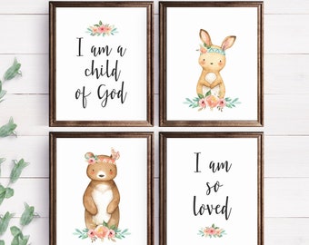 Child of God Digital Prints, Baby Animal Artwork, Christian Nursery Wall Decor, Baby Shower Decor, Baby Shower Signs,New Baby Gift