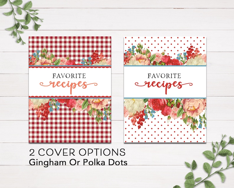 Printable Recipe Binder Kit Flea Market Flowers Red Etsy