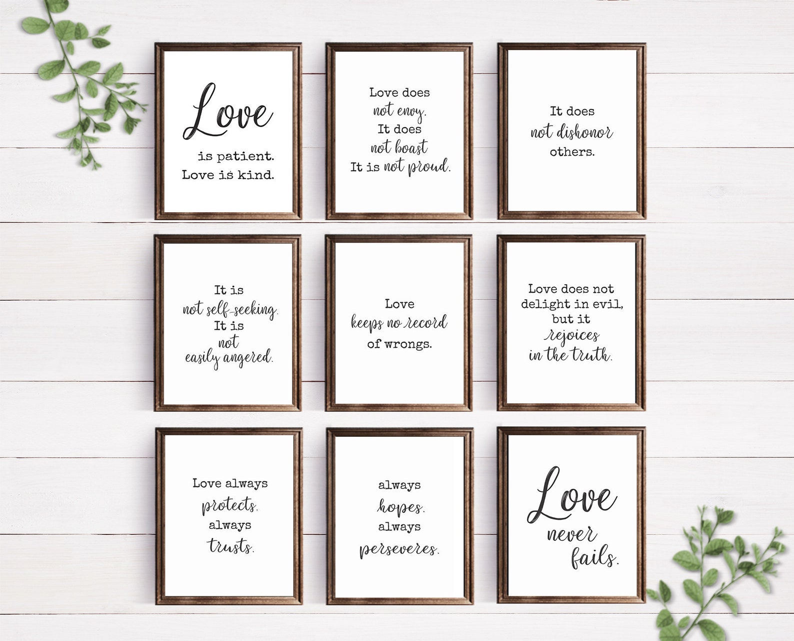1 Corinthians 13 Wall Art Digital Prints Wedding Decor 1 | Etsy