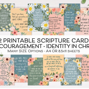 Cartões de Escrituras para Impressão, Cartões de Versículos Bíblicos de Incentivo, PDF de Identidade em Cristo, Cartões de Notas Cristãos, Cartões de Memória da Bíblia, Marcador da Bíblia