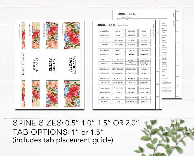 Printable Recipe Binder Kit Flea Market Flowers Yellow Etsy