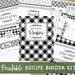 Printable Recipe Binder Kit, Farmhouse Kitchen, Fillable Recipe Cards, Digital Recipe Book, Recipe Organizer, Bridal Shower Gift Idea 