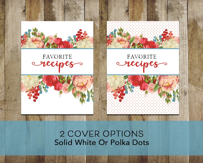 Printable Recipe Binder Kit Flea Market Flowers Editable Etsy