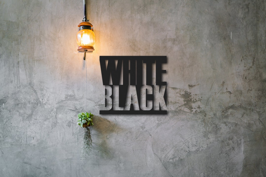 White Black Metal Wall Art, Black White Metal Wall Decor, Black&white