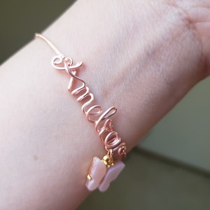 Rose gold bracelet with name clearance