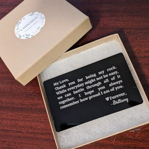 Inserto de billetera con caja de regalo, regalo de San Valentín para esposo, novio, hombres, tarjeta de billetera, inserción de tarjeta de billetera, tarjeta de billetera de metal