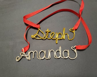 Personalized Wire Name Christmas Ornament: Handmade Aluminum