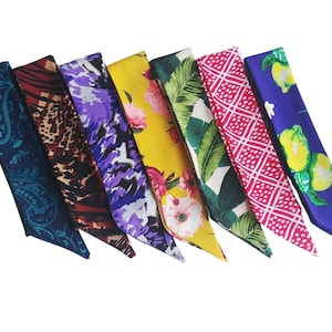 Silk blend ponytail hair scarf headbands for women, Skinny head scarf, Braid scarf, Neck scarf