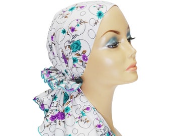 Chemo headwear, chemo headscarf, Pre tied head wrap, Cancer scarf, Cancer head covering, Chemo headscarves, Head covering for chemo patients