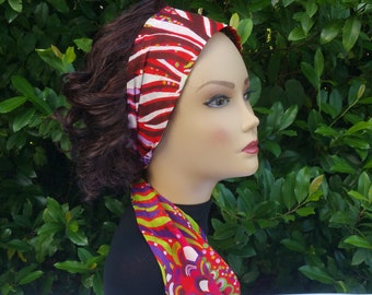 Long hair scarf headband for women, Red Pre tied Ribbon Scarf, Turban, Headwrap