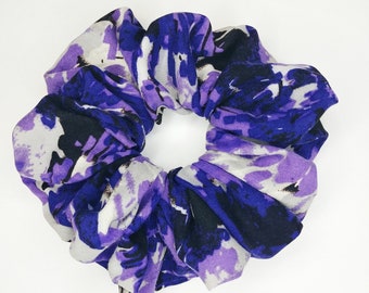 Jumbo oversized scrunchie Purple rayon batik scrunchy