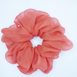 Sheer silk scrunchie, Oversized, Extra large, XXL, Big, Jumbo, Giant scrunchies, Coral