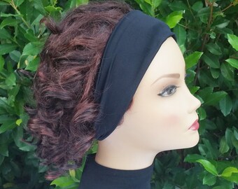 Black headband, headbands for women, solid black headband, lycra spandex headband, workout headband, stretchable headband, fitness