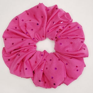 Pink lycra scrunchie, Oversized, Extra large, XXL, Big, Jumbo, Giant scrunchies, with Sequins