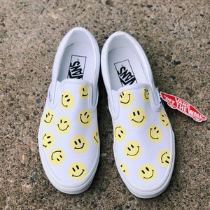 Custom Made Smiley Face Vans Etsy India