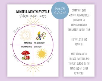 Mindful Monthly Cycle Journal | Period Tracker | Cycle Tracker | Menstrual Cycle Journal | Flow Planner | Syncing Cycle Journal Printable