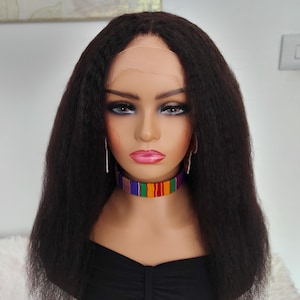 Human Hair Lace Front Kinky straight Wig. Human hair lace front wig/ Kinky straight wig/ Lace front wig/