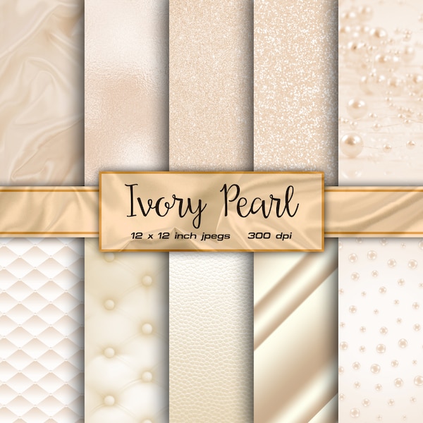 Ivory Pearl Satin Digital Paper Wedding Engagement Digital Paper Fabric Cream Beige Digital Paper Patterns - INSTANT DOWNLOAD