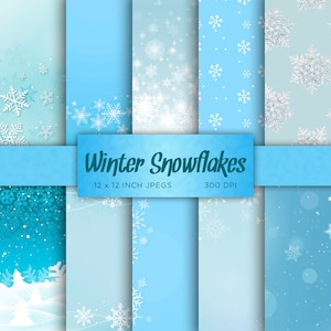 Winter Snowflakes Digital Paper Snow Snowflake Digital Paper Ice Frozen Blue White Colors Digital Paper Patterns - INSTANT DOWNLOAD
