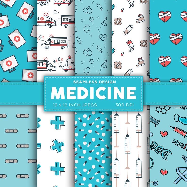 Medical Seamless Digital Paper Doctor Nurse Medicine Hospital Virus ...
