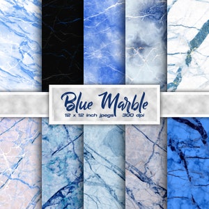 May include: A set of 10 digital paper backgrounds featuring blue marble patterns. The papers are 12 x 12 inches and 300 dpi.