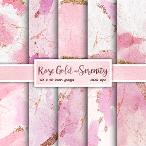 Rose Gold Serenity Digitaal Papier Aquarel Digitaal Papier Metallic Digitaal Papier Roze Texturen Pastelpatronen - INSTANT DOWNLOAD