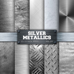 Silber Metall Digitales Papier Gebürstet Metallics Messing Digitales Papier Metallic Texturen Hintergründe Muster - SOFORT DOWNLOAD