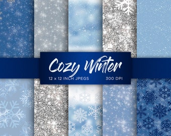 Winter Digital Paper Snow Snowflake Digital Paper Ice Frozen Blue White Colors Digital Paper Patterns - INSTANT DOWNLOAD