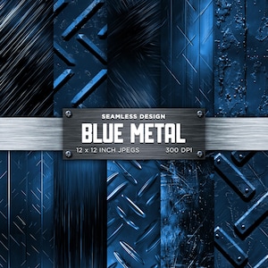 Blue Metal Seamless Digital Paper Brushed Metal Sapphire Digital Paper Metallics Metals Textures Backgrounds Patterns - INSTANT DOWNLOAD