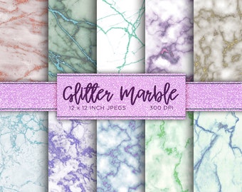 Glitter Marble Digital Paper Stone Digital Paper Metallic Digital Paper Mixed Colors Patterns - INSTANT DOWNLOAD