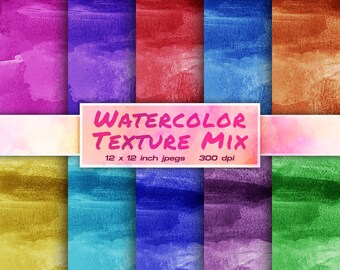 Watercolor Textures Digital Paper Multicolored Digital Paper Bold Colors Digital Paper Patterns - INSTANT DOWNLOAD