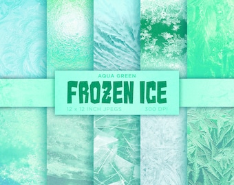 Aqua Green Frozen Ice Digitaal Papier Icey Snow Icicle Digitaal Papier Frost Blauw Wit Kleuren Digitaal Papier Patronen - INSTANT DOWNLOAD