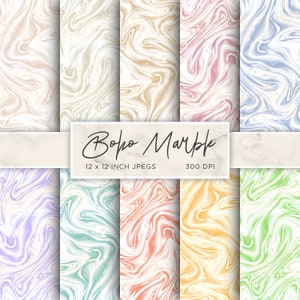 Boho Marble Digital Paper Stone Digital Paper Metallic Digital Paper Chic Colors Patterns - INSTANT DOWNLOAD