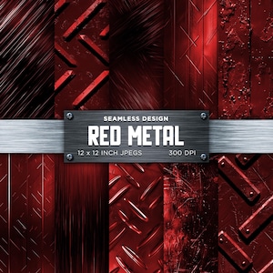 Carta digitale senza soluzione di continuità in metallo rosso Carta digitale grigia in ottone spazzolato Metalli metallici Texture Sfondi Motivi - DOWNLOAD IMMEDIATO