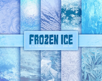 Gefrorenes Eis Digitales Papier Eisig Schnee Eiszapfen Digitales Papier Frost Blau Weiße Farben Digitale Papiermuster - INSTANT DOWNLOAD