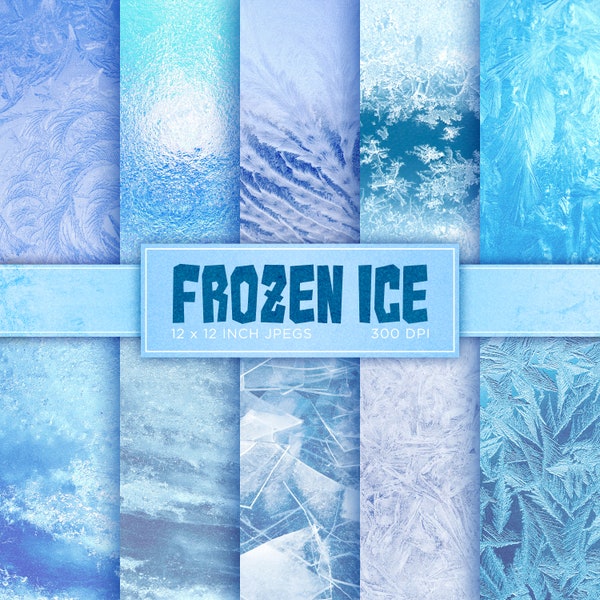 Frozen Ice Digital Paper Icey Snow Icicle Digital Paper Frost Blue White Colors Digital Paper Patterns - INSTANT DOWNLOAD