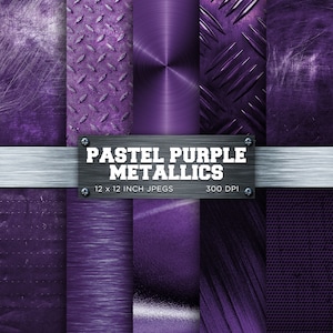 Pastel Purple Metallics Digital Paper Brushed Metal Brass Scrapbooking Metallic Textures Backgrounds Patterns - INSTANT DOWNLOAD
