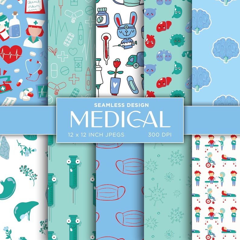 Medical Seamless Digital Paper Doctor Nurse Medicine Hospital Virus ...