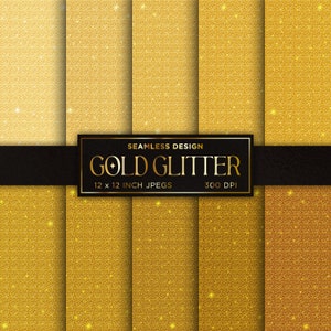 Gold Glitter Seamless Digital Paper Metallic Digital Paper Yellow Golden Sparkle Textures Patterns Scrapbooking - INSTANT DOWNLOAD