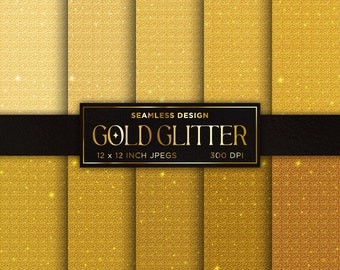 Gold Glitter Seamless Digital Paper Metallic Digital Paper Yellow Golden Sparkle Textures Patterns Scrapbooking - INSTANT DOWNLOAD