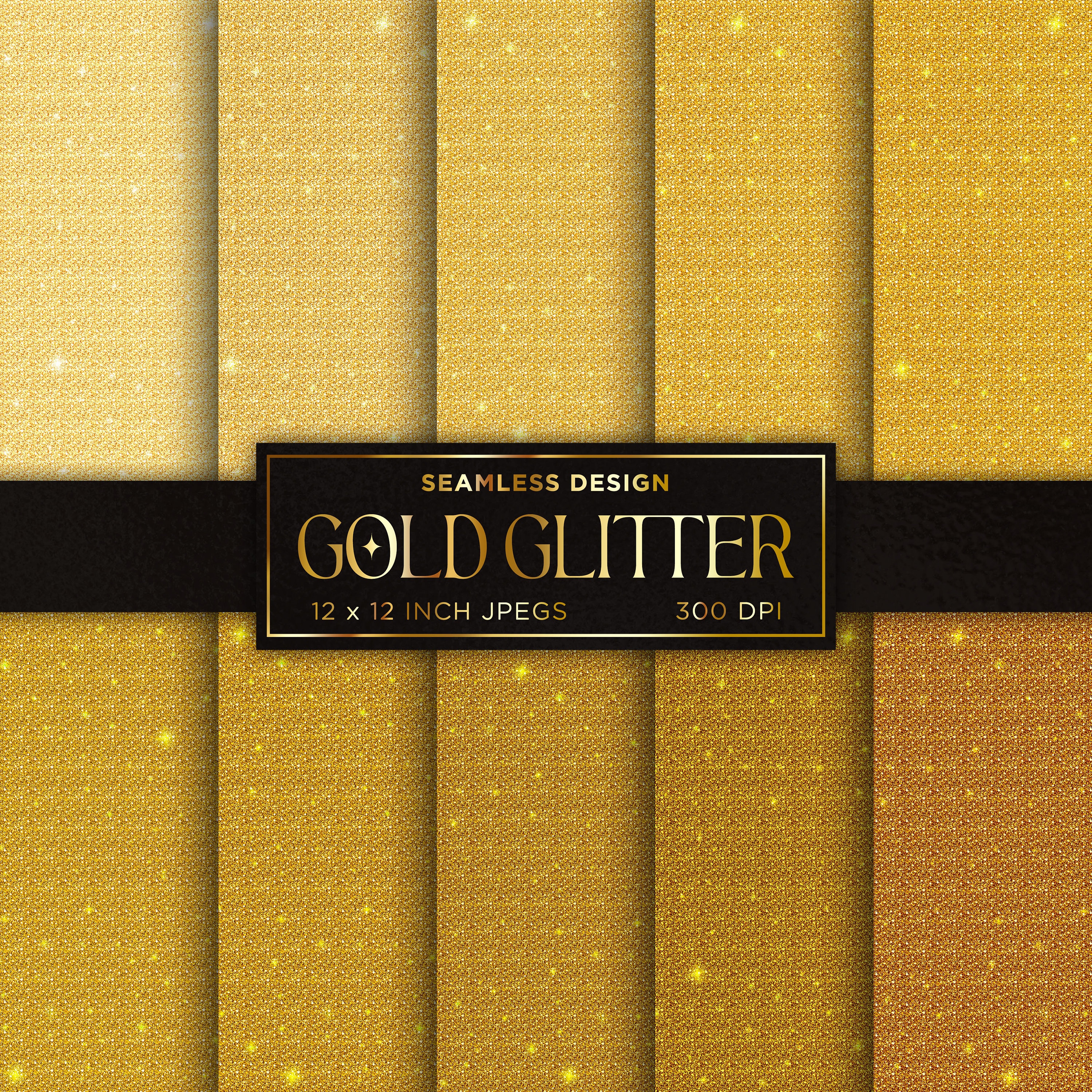 Gold Glitter Seamless Digital Paper Metallic Digital Paper Yellow ...